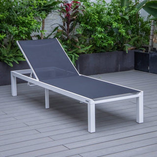 LeisureModLeisureMod | Marlin Patio Chaise Lounge Chair With White Aluminum Frame | MLW-77MLW-77BLAloha Habitat