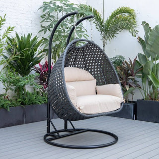 LeisureModLeisureMod | Mendoza Charcoal Wicker Hanging 2 person Egg Swing Chair | MSCCH-53MSCCH-53BGAloha Habitat