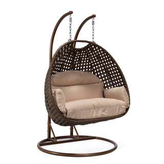 LeisureModLeisureMod | Mendoza Dark Brown Wicker Hanging 2 person Egg Swing Chair | MSCDBR-53WMSCDBR-53BGAloha Habitat