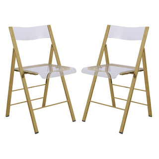 LeisureModLeisureMod | Menno Modern Acrylic Gold Base Folding Chair, Set of 2 | MFG15CL2MFG15CL2Aloha Habitat