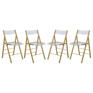 LeisureModLeisureMod | Menno Modern Acrylic Gold Base Folding Chair, Set of 4 | MFG15CL4MFG15CL4Aloha Habitat