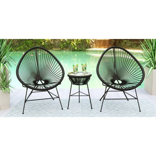 LeisureModLeisureMod | Montara 3 Piece Outdoor Lounge Patio Chair With Glass Top Table | MCT29YMCT29BLAloha Habitat