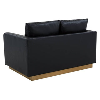 LeisureModLeisureMod Nervo Modern Mid-Century Upholstered Leather Loveseat with Gold Frame NS55W-LNS55BL-LAloha Habitat