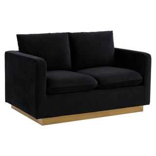 LeisureModLeisureMod | Nervo Modern Mid-Century Upholstered Velvet Loveseat with Gold Frame | NS55NS55BLAloha Habitat