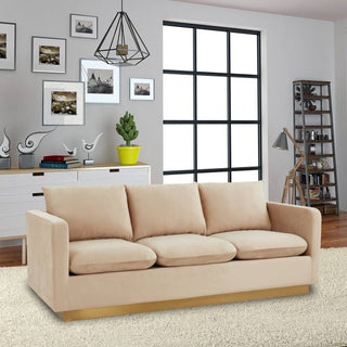 LeisureModLeisureMod | Nervo Modern Mid-Century Upholstered Velvet Sofa with Gold Frame | NS83NS83BGAloha Habitat