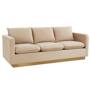 LeisureModLeisureMod | Nervo Modern Mid-Century Upholstered Velvet Sofa with Gold Frame | NS83NS83BGAloha Habitat