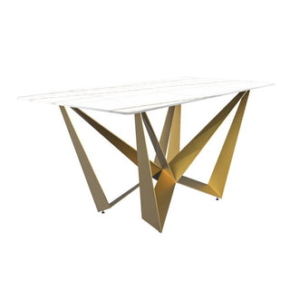 LeisureModLeisureMod | Nuvor Mid-Century Modern Dining Table with a 55" Rectangular Top and Gold Steel Base | NTG-GNTG-55WG-SAloha Habitat