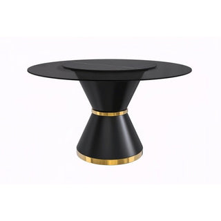 LeisureModLeisureMod | Qorvus Series Round Dining Table Black\Gold Base with 60 Round Stone Top | QRBL-60QRBL-60BL-GAloha Habitat