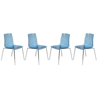 LeisureModLeisureMod | Ralph Plastic Dining Chair with Chrome Legs, Set of 4 | RP20TBU4RP20TBU4Aloha Habitat
