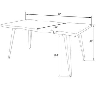 LeisureModLeisureMod | Ravenna Modern Rectangular Wood 63" Dining Table With Metal Legs | RTM63RTM63BNAloha Habitat