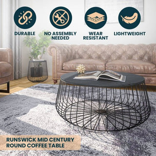 LeisureModLeisureMod | Runswick Modern Wood Top Coffee Table With Metal Base | RTBL-31RTBL-31BLAloha Habitat