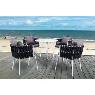 LeisureModLeisureMod Spencer Modern Rope Outdoor Patio Dining Chair With Cushions SC23BLSC23BLAloha Habitat