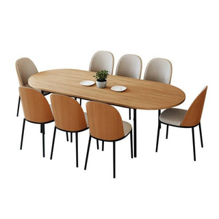LeisureModLeisureMod | Tule 9-Piece Dining Set in Steel Frame with 8 Upholstered Seat Dining Chairs and 83" Oval Dining Table with MDF Tabletop | TT84-C18TT84-CNW18-BGAloha Habitat