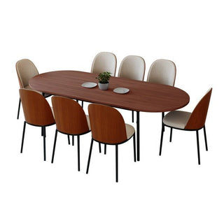 LeisureModLeisureMod | Tule 9-Piece Dining Set in Steel Frame with 8 Upholstered Seat Dining Chairs and 83" Oval Dining Table with MDF Tabletop | TT84-C18TT84-CWN18-BGAloha Habitat