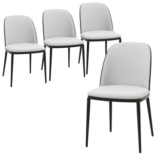 LeisureModLeisureMod | Tule Mid-Century Modern Dining Side Chair with Leather/Velvet Seat and Steel Frame Set of 4 | TCWN18W4TCBL18BU4Aloha Habitat