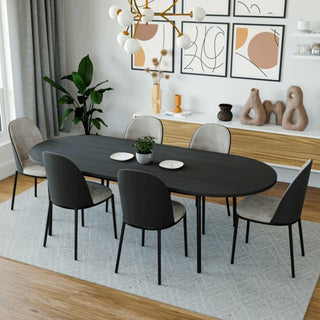 LeisureModLeisureMod | Tule Modern 83" Oval Dining Table with MDF Top and Black Steel Legs | TT84TT84BLAloha Habitat
