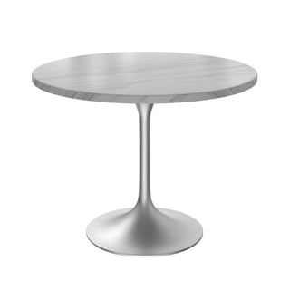 LeisureModLeisureMod | Verve Collection 36" Round Dining Table, Brushed Chrome Base with Sintered Stone Top | VT20BS-36WSVT20BS-36WSAloha Habitat