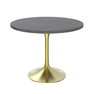 LeisureModLeisureMod | Verve Collection 36 Round Dining Table, Brushed Gold Base with Sintered Stone Black Top | VT20BG-36-SVT20BG-36GRSAloha Habitat