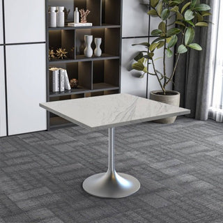 LeisureModLeisureMod | Verve Collection 36 Square Dining Table, Brushed Base with Laminated White Marbleized Top | VT20BS-S36WMRVT20BS-S36WMRAloha Habitat