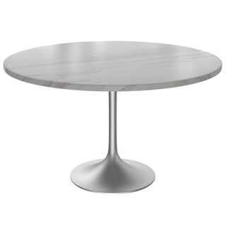 LeisureModLeisureMod | Verve Collection 48 Round Dining Table, Brushed Chrome Base with Sintered Stone White Top | VT23BS-48VT23BS-48WSAloha Habitat