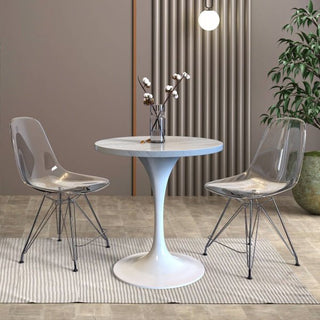 LeisureModLeisureMod | Verve Collection 48 Round Dining Table, White Base with Laminated White Marbleized Top | VT23W-48WMRVT23W-48WMRAloha Habitat