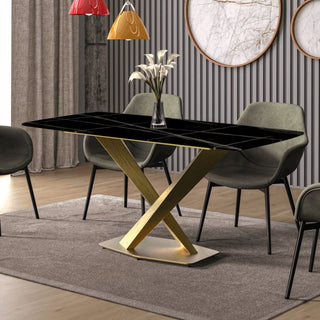 LeisureModLeisureMod | Voren Series Modern Dining Table Gold Base, With 55 Stone Top | VTG-55BVTG-55BL-GAloha Habitat