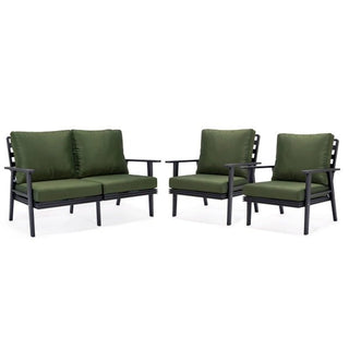 LeisureModLeisureMod | Walbrooke Modern 3-Piece Outdoor Patio Set with Black Aluminum Frame and Removable Cushions Loveseat and Armchairs for Patio and Backyard Garden | WBL-57-31WBL-57-31GAloha Habitat