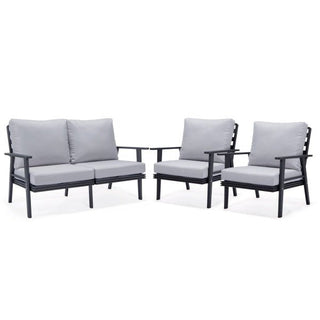 LeisureModLeisureMod | Walbrooke Modern 3-Piece Outdoor Patio Set with Black Aluminum Frame and Removable Cushions Loveseat and Armchairs for Patio and Backyard Garden | WBL-57-31WBL-57-31LGRAloha Habitat