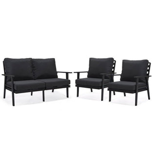 LeisureModLeisureMod | Walbrooke Modern 3-Piece Outdoor Patio Set with Black Aluminum Frame and Removable Cushions Loveseat and Armchairs for Patio and Backyard Garden | WBL-57-31WBL-57-31CHAloha Habitat
