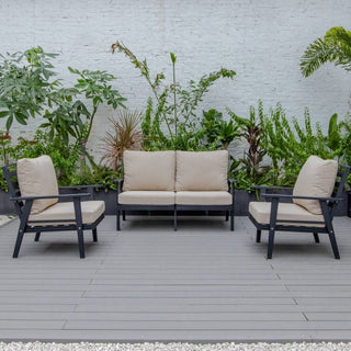 LeisureModLeisureMod | Walbrooke Modern 3-Piece Outdoor Patio Set with Black Aluminum Frame and Removable Cushions Loveseat and Armchairs for Patio and Backyard Garden | WBL-57-31WBL-57-31BGAloha Habitat