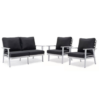 LeisureModLeisureMod | Walbrooke Modern 3-Piece Outdoor Patio Set with White Aluminum Frame and Removable Cushions Loveseat and Armchairs for Patio and Backyard Garden | WW-57-31WW-57-31CHAloha Habitat
