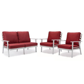 LeisureModLeisureMod | Walbrooke Modern 3-Piece Outdoor Patio Set with White Aluminum Frame and Removable Cushions Loveseat and Armchairs for Patio and Backyard Garden | WW-57-31WW-57-31RAloha Habitat