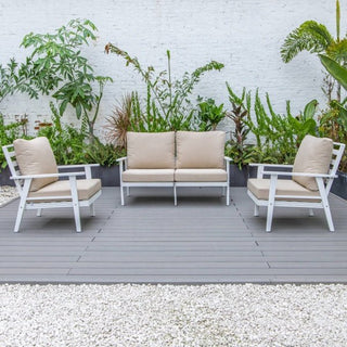 LeisureModLeisureMod | Walbrooke Modern 3-Piece Outdoor Patio Set with White Aluminum Frame and Removable Cushions Loveseat and Armchairs for Patio and Backyard Garden | WW-57-31WW-57-31BGAloha Habitat