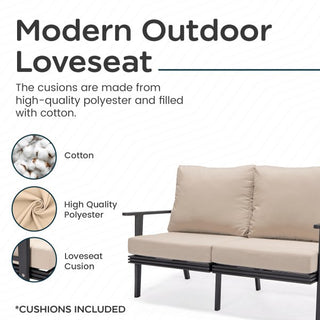 LeisureModLeisuremod | Walbrooke Modern Outdoor Patio Loveseat with Black Aluminum Frame and Removable Cushions For Patio and Backyard Garden | WBL-57-27WBL-57-27BGAloha Habitat