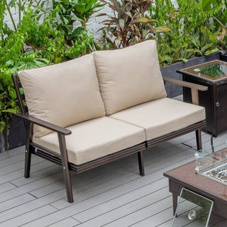 LeisureModLeisuremod | Walbrooke Modern Outdoor Patio Loveseat with Brown Aluminum Frame and Removable Cushions For Patio and Backyard Garden | WBR-57-27WBR-57-27BGAloha Habitat