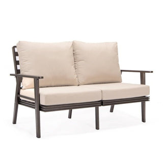 LeisureModLeisuremod | Walbrooke Modern Outdoor Patio Loveseat with Brown Aluminum Frame and Removable Cushions For Patio and Backyard Garden | WBR-57-27WBR-57-27BGAloha Habitat