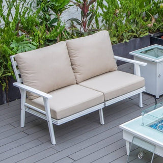 LeisureModLeisuremod | Walbrooke Modern Outdoor Patio Loveseat with White Aluminum Frame and Removable Cushions For Patio and Backyard Garden | WW-57-27WW-57-27BGAloha Habitat