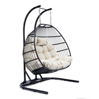 LeisureModLeisureMod | Wicker 2 Person Double Folding Hanging Egg Swing Chair | ESCF52ESCF52BGAloha Habitat