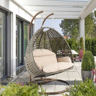 LeisureModLeisureMod | Wicker Hanging 2 person Egg Swing Chair With Outdoor Cover | ESC57-CESC57BG-CAloha Habitat
