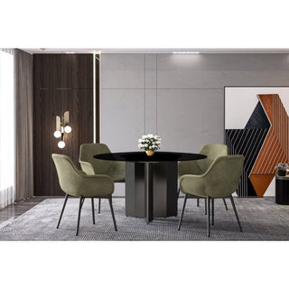 LeisureModLeisureMod | Zevro Series Round Dining Table Black Base with 60 Round White/Gold Sintered Stone Top | ZRBL-60ZRBL-60BL-GAloha Habitat