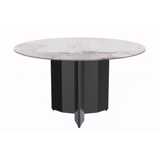 LeisureModLeisureMod | Zevro Series Round Dining Table Black Base with 60 Round White/Gold Sintered Stone Top | ZRBL-60ZRBL-60CG-SAloha Habitat