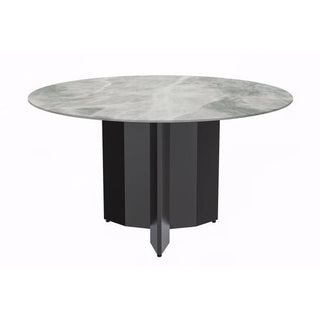 LeisureModLeisureMod | Zevro Series Round Dining Table Black Base with 60 Round White/Gold Sintered Stone Top | ZRBL-60ZRBL-60IG-SAloha Habitat