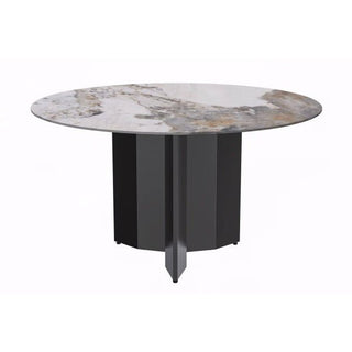 LeisureModLeisureMod | Zevro Series Round Dining Table Black Base with 60 Round White/Gold Sintered Stone Top | ZRBL-60ZRBL-60PGR-SAloha Habitat