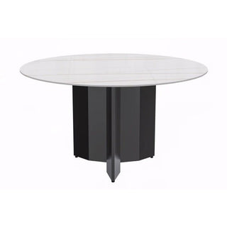 LeisureModLeisureMod | Zevro Series Round Dining Table Black Base with 60 Round White/Gold Sintered Stone Top | ZRBL-60ZRBL-60WG-SAloha Habitat
