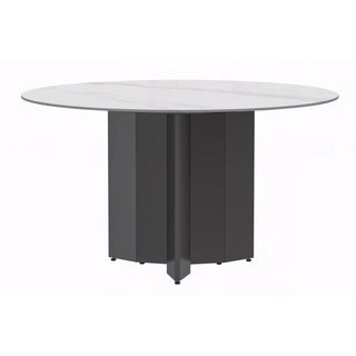 LeisureModLeisureMod | Zevro Series Round Dining Table Black Base with 60 Round White/Gold Sintered Stone Top | ZRBL-60ZRBL-60WGR-SAloha Habitat