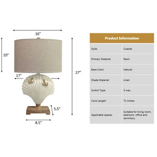 Lux LightingClam Shell 28" White Coastal Table Lamp, (Set of 2)LUX-6044-WHITEAloha Habitat