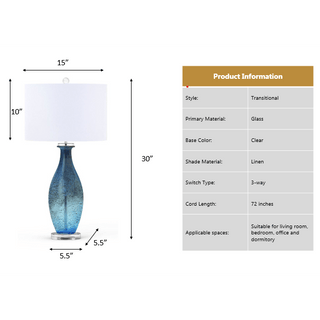 Lux LightingEverly 30” Blue tone Art Glass w/Crystal Base, (Set of 2)LUX-041505-BLUEAloha Habitat