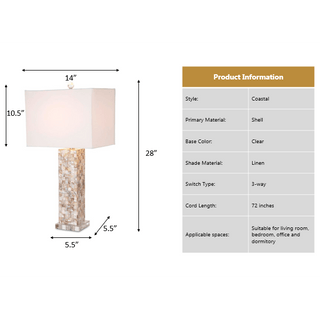 Lux LightingHarper 28" Nature Mother of Pearl Table lamp w/ Crystals, (Set of 2)LUX-1720-PEARLAloha Habitat