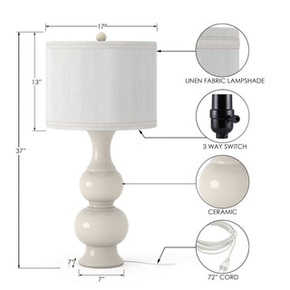 Lux LightingWarley 34" White Ceramic Table Lamp, (Set of 2)LUX-1790-WHITEAloha Habitat
