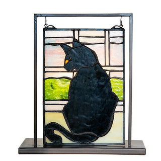 Meyda Lighting10.5" High X 9.5" Wide Cat in Window Lighted Mini Tabletop Window56834Aloha Habitat